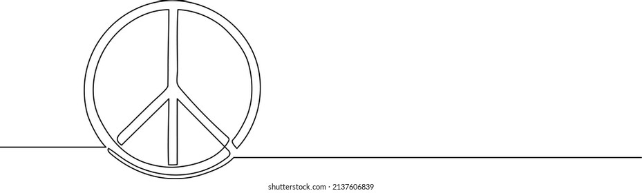 Peace sign - continuous one line drawing. Minimalistic line art. Peace and respect concept.