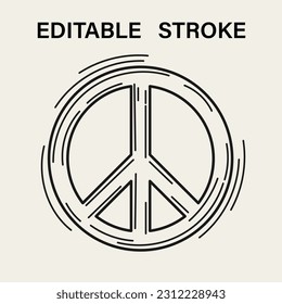 Peace sign with editable stroke.