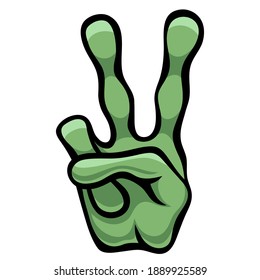 Peace sign. Gesture V sign of victory or peace, alien hand or reptile paw, vector icon for apps, websites, T-shirts, etc., isolated on white background	