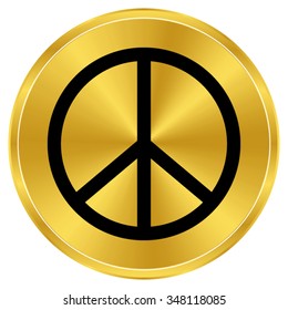 Peace sign - gold vector icon