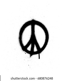 Peace Sign Graffiti Spray In Black Over White