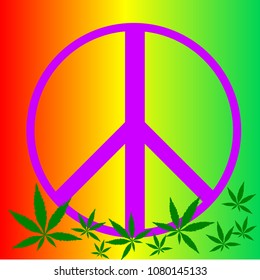 Peace Sign Green Marijuana Leaf On Stock Vector (Royalty Free ...