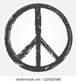 Peace sign in grunge style.Vector dirty peace symbol.