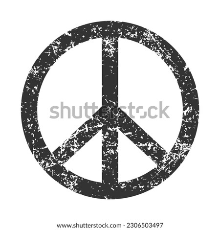 Peace sign with grunge texture. Antiwar symbol. Hippie icon. Vector illustration image.