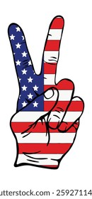 Peace Sign Hand with American Flag Design – Bold Illustration