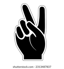 Peace sign. A hand gesture in the form of a linear pattern in the form of a victory or peace sign, an icon for T-shirts, etc., highlighted on a white background flat design. drawing of the world han