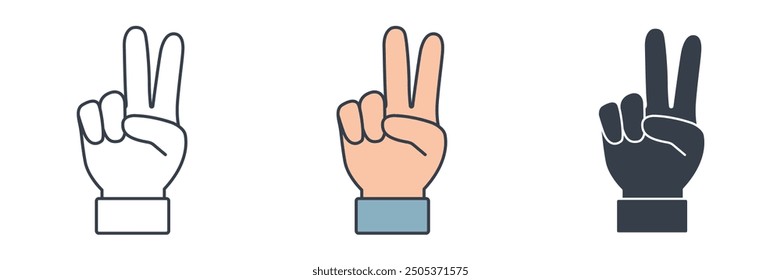 Peace Sign Hand Gesture icon symbol vector illustration isolated on white background