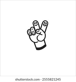 Peace Sign Hand Gesture Icon Representing Victory and Positivity