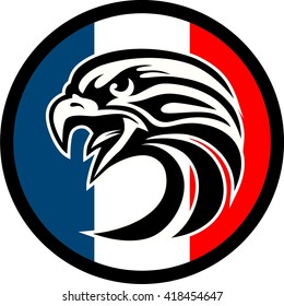 Peace sign hand gesture over France flag.