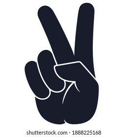 Peace sign  Hand Gesture V victory peace Sign  silhouette  vector icon for apps  websites  T  shirts  etc   isolated white background