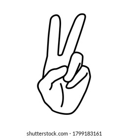 Peace Sign Hand Outline Black White Stock Vector (Royalty Free ...