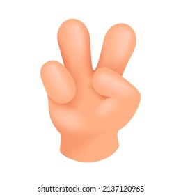 Mano de la paz en el estilo del cómic de la caricatura vectorial, la paz de la mano volumétrica 3d ilustración vectorial.