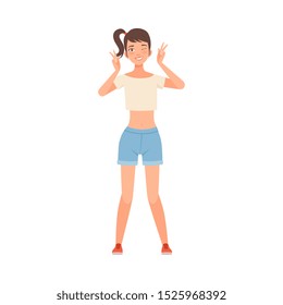 Peace Sign With Hands character Illustration Vector