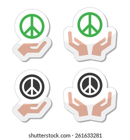 Peace sign with hands icons set