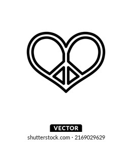 Peace sign in heart shape, Vector, Icon, Illustration.