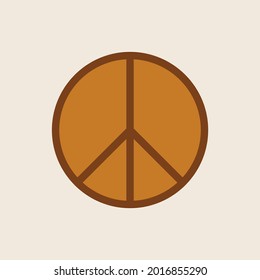 Peace sign icon clipart in yellow and brown