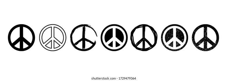 Peace sign icon design  Peace   love icon grunge  brush black Vector illustration 