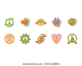 Peace Sign Icon Element Set