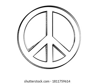 Peace sign icon with flat outline style