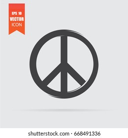 Peace sign icon in flat style isolated on grey background. For your design, logo. Vector illustration.