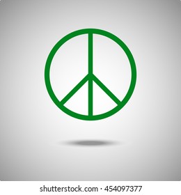 Peace sign icon. Flat style.Grey background. Vector illustration.