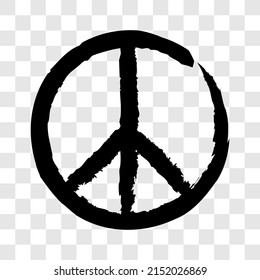 Peace sign icon isolated on transparent background. Universal pacifist antiwar symbol. Vector illustration.