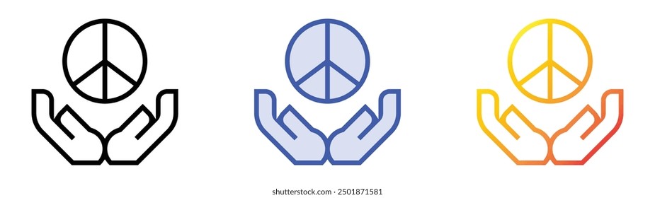 peace sign icon. Linear, Blue Fill and Gradient Style Design Isolated On White Background