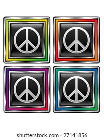 Peace sign icon on square vector button