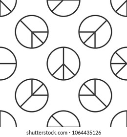 Peace sign icon seamless pattern on white background. Hippie symbol of peace. Flat design. Vector Illustration