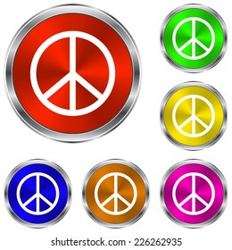 Peace sign icon - vector glossy colourful buttons