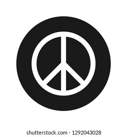 Peace sign icon vector illustration design isolated on flat black round button