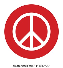 Peace sign icon vector isolated on flat red round button illustration