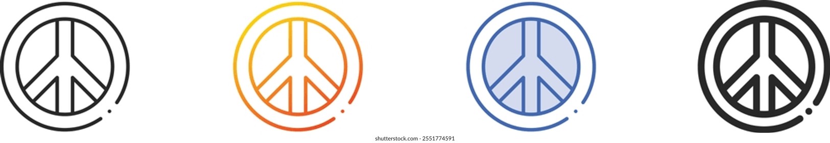 peace sign icon.Thin Linear, Gradient, Blue Stroke and bold Style Design Isolated On White Background