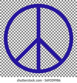 Peace sign illustration. Blue icon on transparent background.
