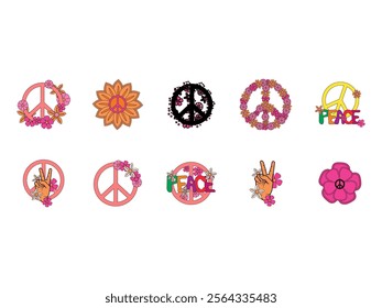 Peace Sign Illustration Element Set