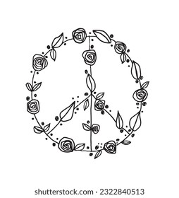 Peace sign illustration image. 
Hand drawn image artwork of peace sign. 
Simple cute original logo.
Hand drawn vector illustration for posters, cards, t-shirts.