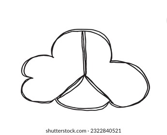 Peace sign illustration image. 
Hand drawn image artwork of peace sign. 
Simple cute original logo.
Hand drawn vector illustration for posters, cards, t-shirts.