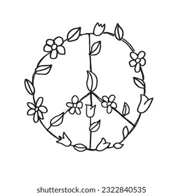 Peace sign illustration image. 
Hand drawn image artwork of peace sign. 
Simple cute original logo.
Hand drawn vector illustration for posters, cards, t-shirts.