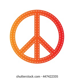 Peace sign illustration. Orange applique isolated.