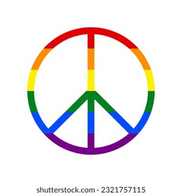 Peace sign illustration. Rainbow gay LGBT rights colored Icon at white Background. Illustration.