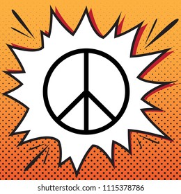 Peace sign illustration. Vector. Comics style icon on pop-art background.