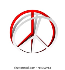 Peace sign illustration. Vector. Detachable paper icon with red body stock. Isolated.