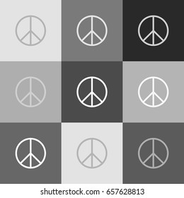 Peace sign illustration. Vector. Grayscale version of Popart-style icon.