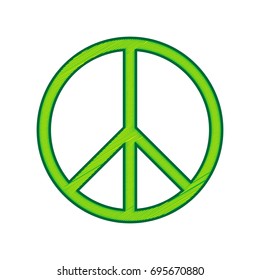 Peace sign illustration. Vector. Lemon scribble icon on white background. Isolated