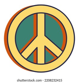 Peace sign, isolated circle with lines. Symbol of pacifism and calmness. Anti-war and counterculture movement. Sticker or emoticon, nuclear disarmament icon. Vector in flat style illustration