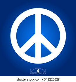 Peace sign Isolated on Blue Background Vector illustration