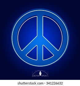 Peace sign Isolated on Blue Background Vector illustration