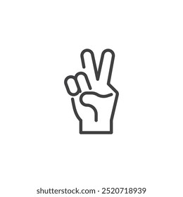 Peace Sign line icon. Linear style sign for mobile concept and web design. Hand showing a two fingers outline vector icon. Peace or victory symbol, logo illustration. Vector graphics