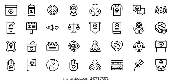 Peace Sign Line Icon Set. Peace Icon Editable Stroke. Vector Illustration. Vector Graphic. EPS 10