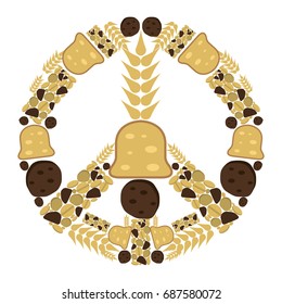 Peace sign made of bakery goods